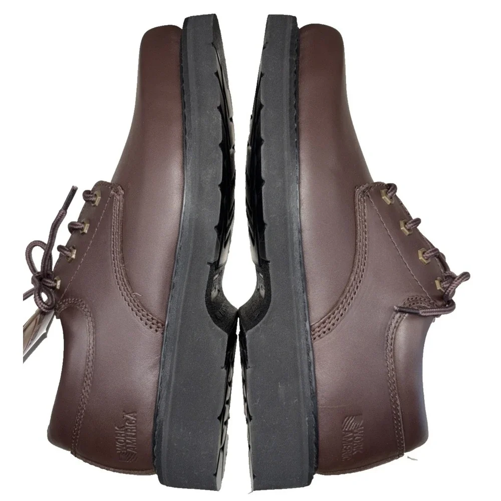 NEW Work America Responder Service Oxford Men's Size 9.5D‎ Brown Leather Lace Up